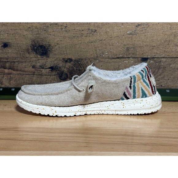 Hey Dude Womens Wendy Funk Wool Beige Size 6 Slip On Walking Comfort Shoes - Picture 2 of 8